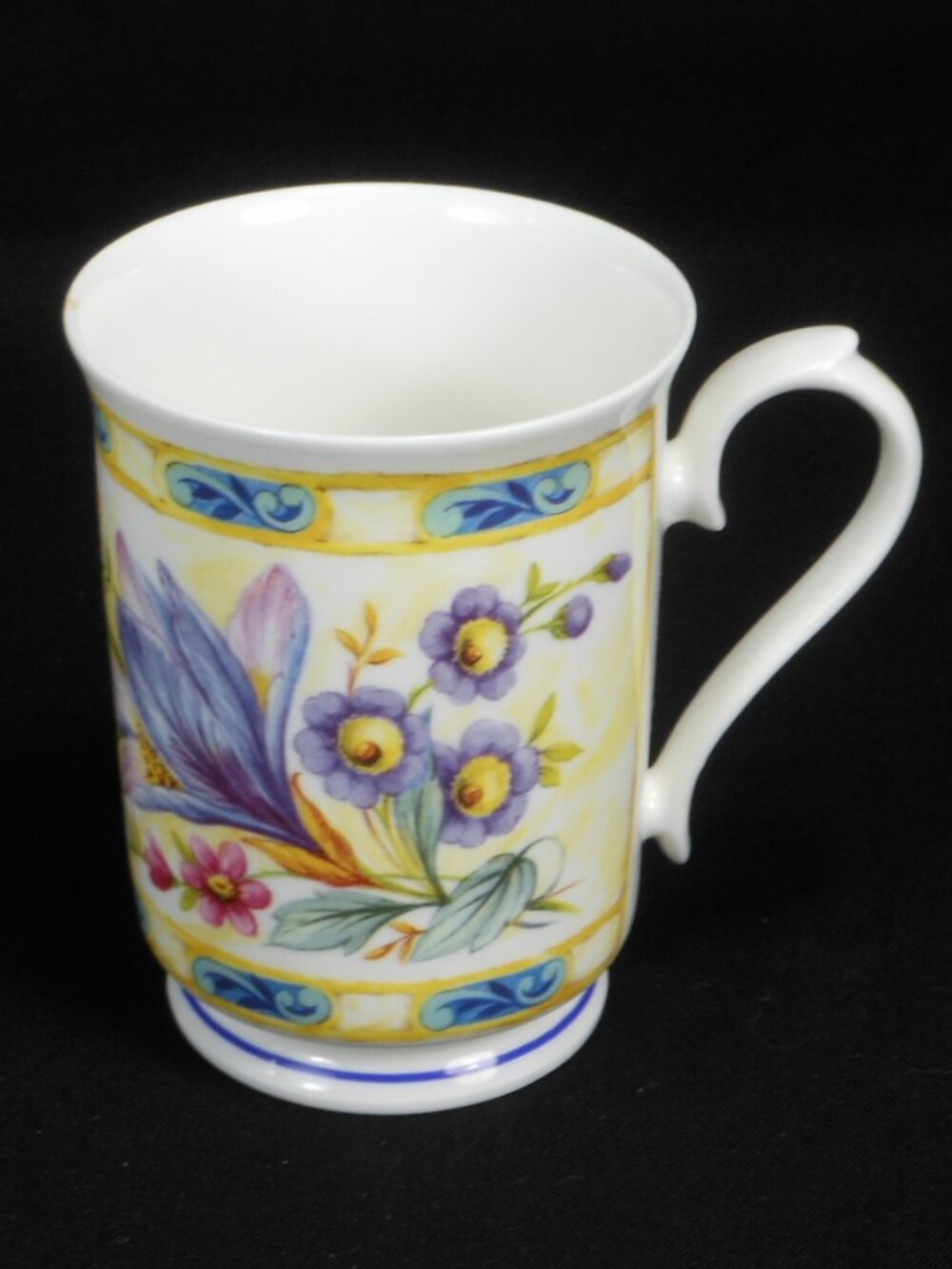 Elegance UK colorful floral bone china coffee mug